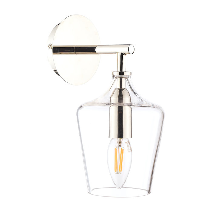 Ockley - Polished Chrome and Glass Wall Light - Laura Ashley