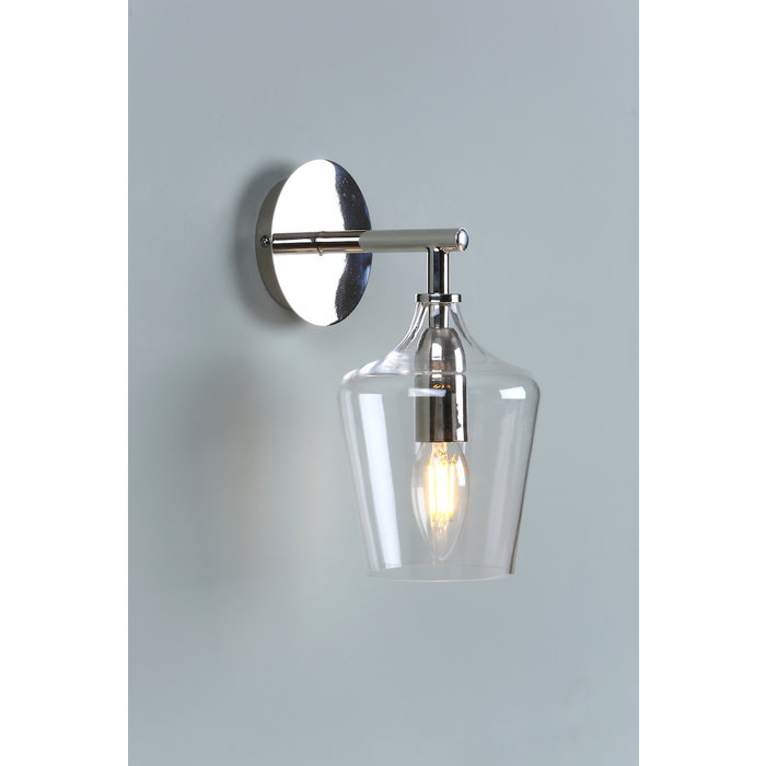 Ockley - Polished Chrome and Glass Wall Light - Laura Ashley