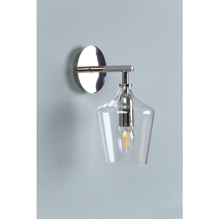 Ockley - Polished Chrome and Glass Wall Light - Laura Ashley