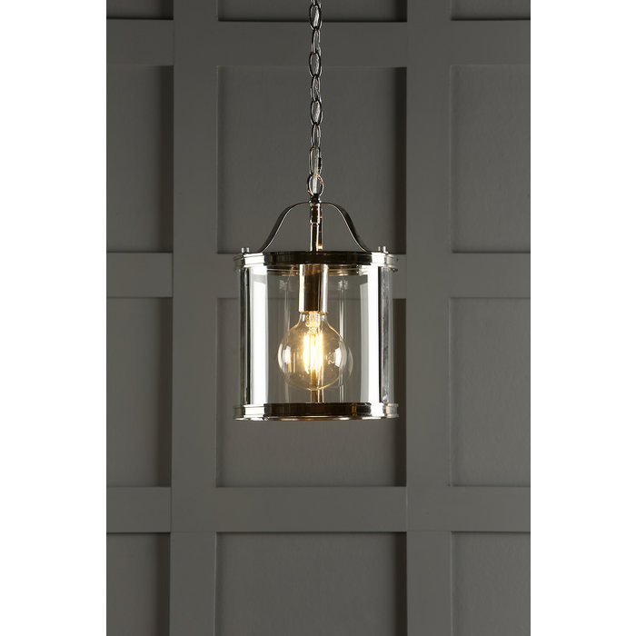 Harrington - Single Polished Nickel & Glass Pendant - Laura Ashley