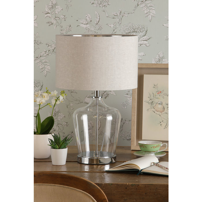 Ockley - Touch Table Lamp in Polished Chrome & Glass with Shade - Laura Ashley