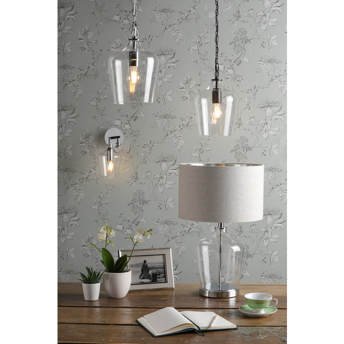 Ockley - Touch Table Lamp in Polished Chrome & Glass with Shade - Laura Ashley
