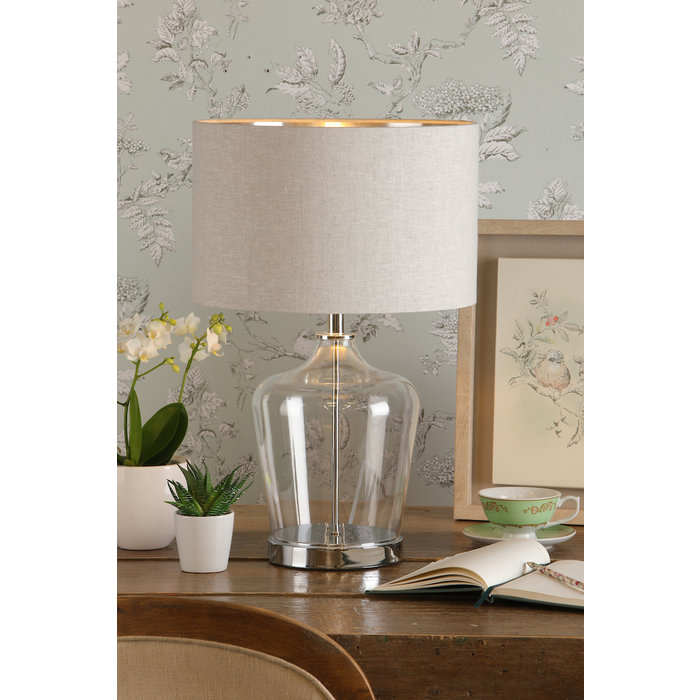 Ockley - Touch Table Lamp in Polished Chrome & Glass with Shade - Laura Ashley