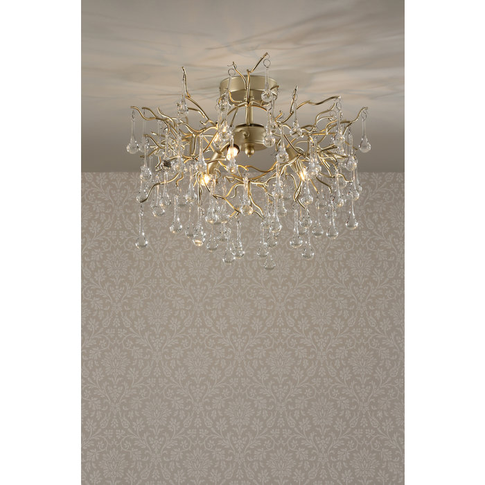 Willow - 3 Light Champagne & Crystal Semi Flush - Laura Ashley