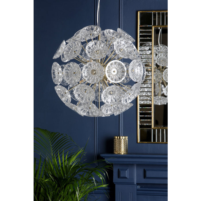 Elwick - 6 Light Textured Glass and Brass Pendant - Laura Ashley