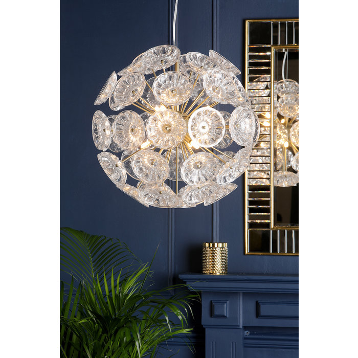 Elwick - 6 Light Textured Glass and Brass Pendant - Laura Ashley