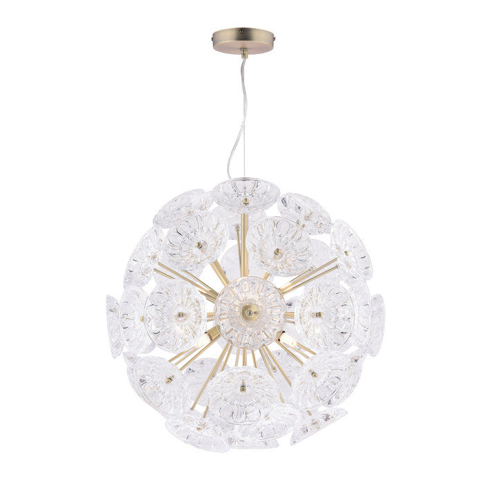 Elwick - 6 Light Textured Glass and Brass Pendant - Laura Ashley