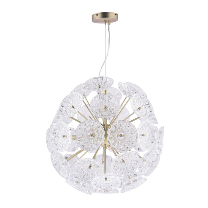 Elwick - 6 Light Textured Glass and Brass Pendant - Laura Ashley