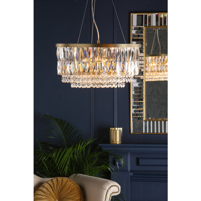 Rhosill - 4 Light Glass and Antique Brass Pendant - Laura Ashley