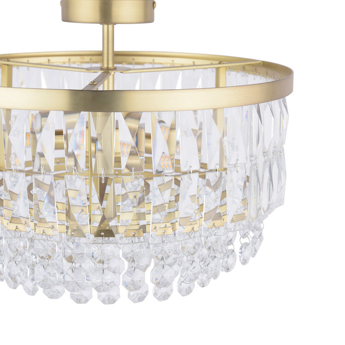 Rhosill - 3 Light Glass and Antique Brass Semi Flush - Laura Ashley