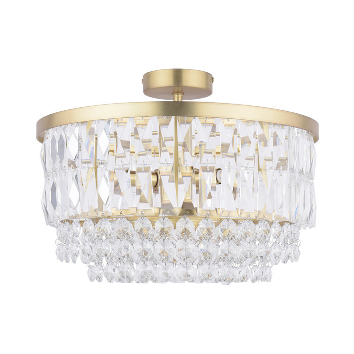 Rhosill - 3 Light Glass and Antique Brass Semi Flush - Laura Ashley