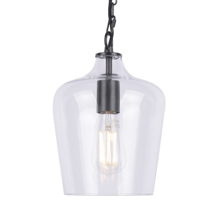 Ockley - Matt Black and Glass Pendant - Laura Ashley