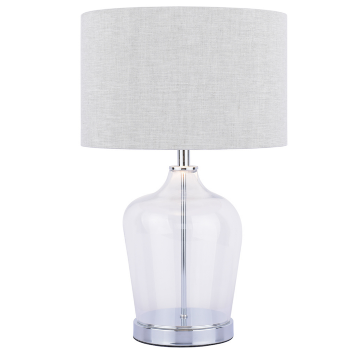 Ockley - Touch Table Lamp in Polished Chrome & Glass with Shade - Laura Ashley