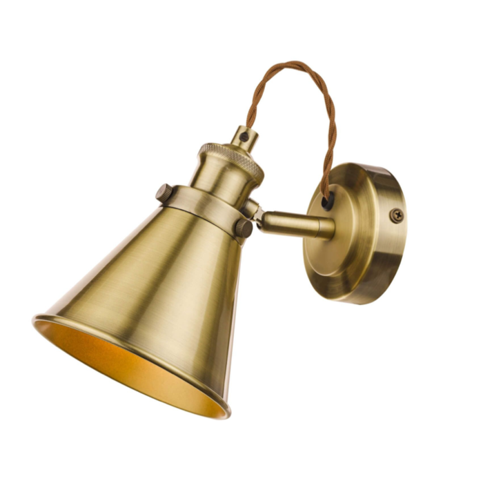 Rufus - Antique Brass Single Spotlight - Laura Ashley