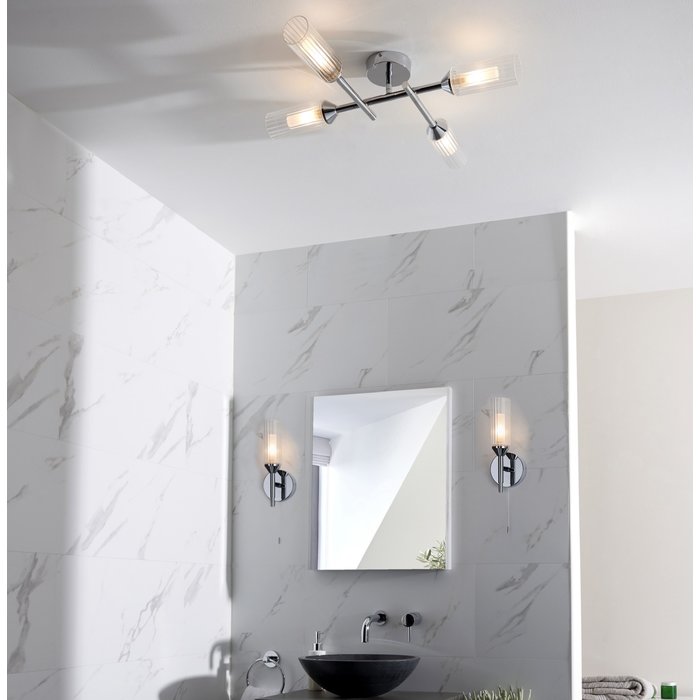 Barbara - Chrome & Frosted Glass 4 Light Semi-Flush Bathroom Light