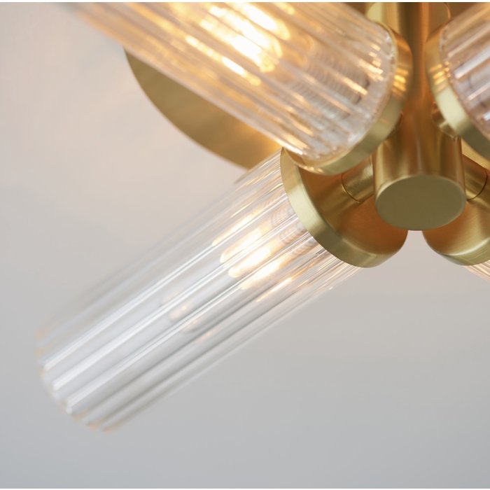 Tilly - Brushed Gold & Ribbed Glass 4 Light Semi-Flush Ceiling Light
