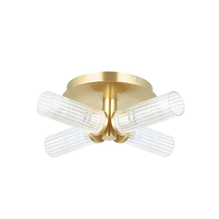 Tilly - Brushed Gold & Ribbed Glass 4 Light Semi-Flush Ceiling Light