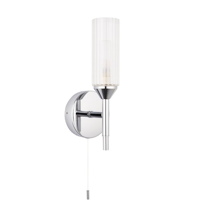 Barbara - Chrome & Ribbed Frosted Glass Single Bathroom Wall Light