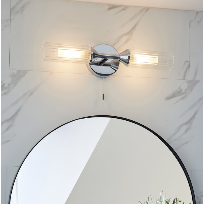 Barbara - Chrome & Ribbed Frosted Glass Bathroom Wall Light