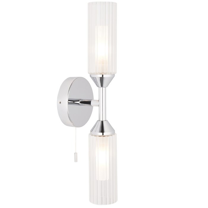 Barbara - Chrome & Ribbed Frosted Glass Bathroom Wall Light