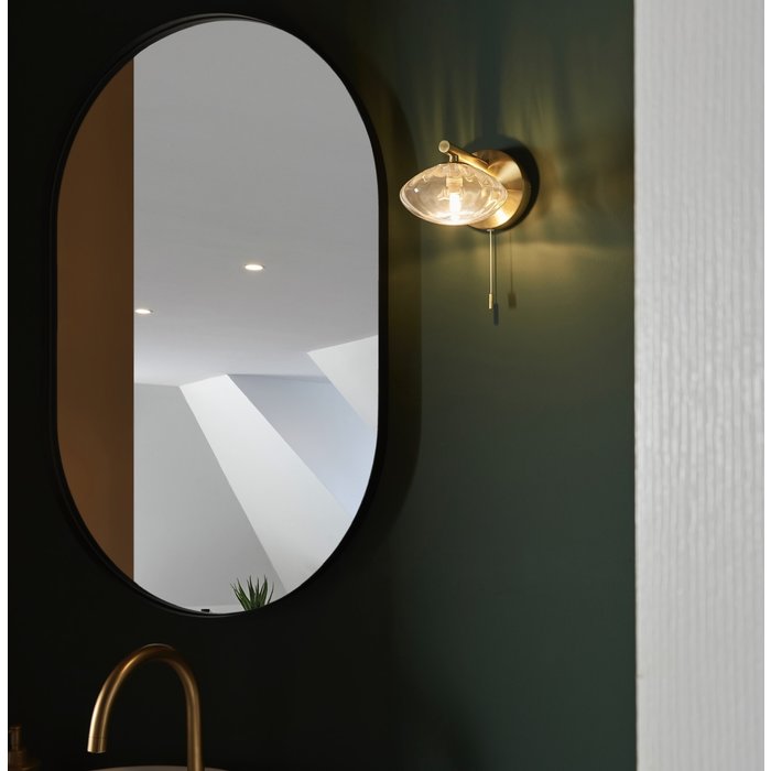 Maud - Brushed Brass & Ribbed Globe Shade Bathroom Wall Light