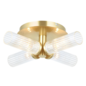 Tilly - Brushed Gold & Ribbed Glass 4 Light Semi-Flush Ceiling Light