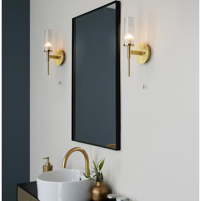 Tilly - Brushed Gold & Ribbed Glass Bathroom Wall Light