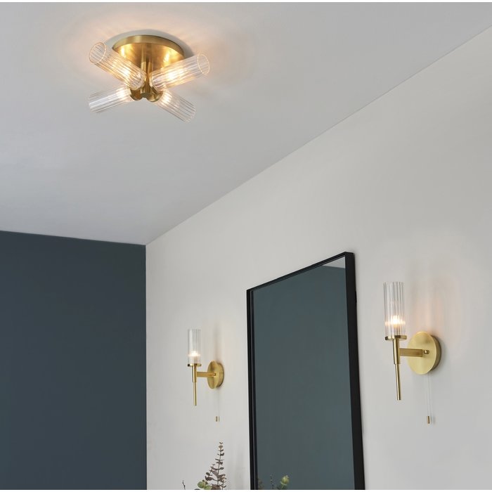 Tilly - Brushed Gold & Ribbed Glass Bathroom Wall Light