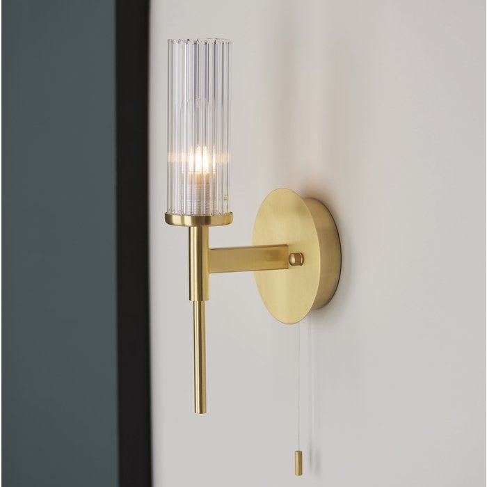 Tilly - Brushed Gold & Ribbed Glass Bathroom Wall Light