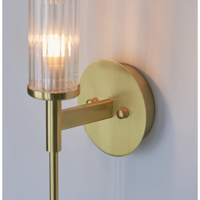 Tilly - Brushed Gold & Ribbed Glass Bathroom Wall Light