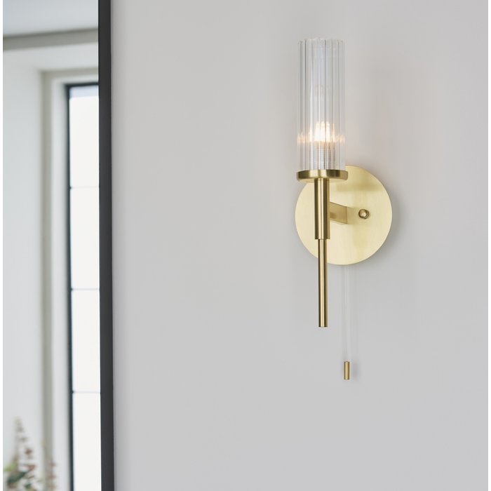 Tilly - Brushed Gold & Ribbed Glass Bathroom Wall Light