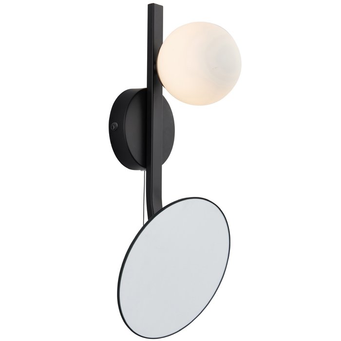 Serena - Black and Opal Bathroom Wall light with Mirror