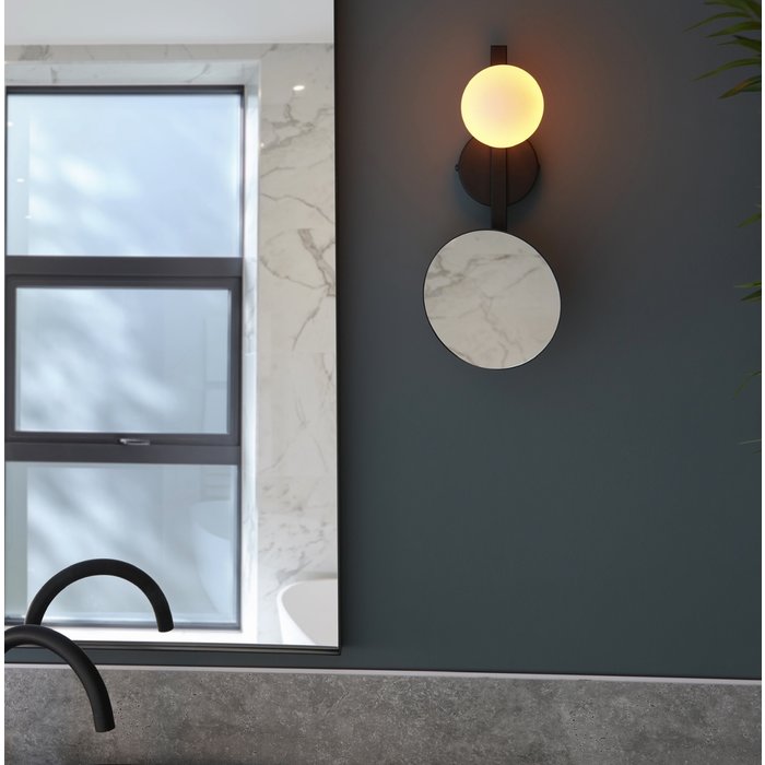Serena - Black and Opal Bathroom Wall light with Mirror