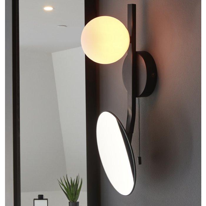 Serena - Black and Opal Bathroom Wall light with Mirror