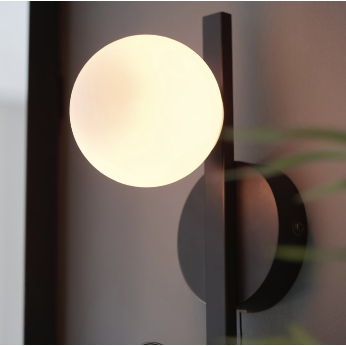 Serena - Black and Opal Bathroom Wall light with Mirror