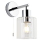 Beryl - Chrome & Ribbed Glass Shade Modern Bathroom Wall Light