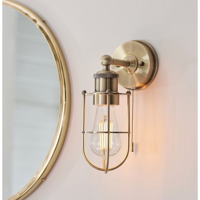 Annie - Antique Brass Industrial Bathroom Wall Light