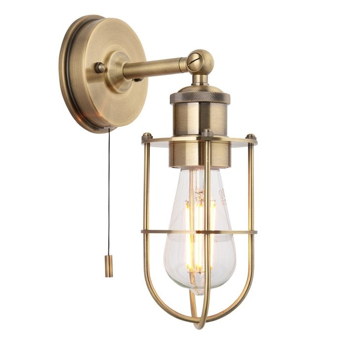 Annie - Antique Brass Industrial Bathroom Wall Light