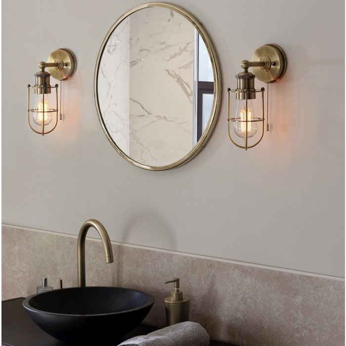 Annie - Antique Brass Industrial Bathroom Wall Light