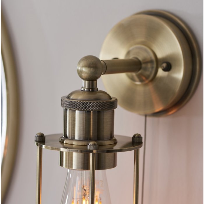 Annie - Antique Brass Industrial Bathroom Wall Light