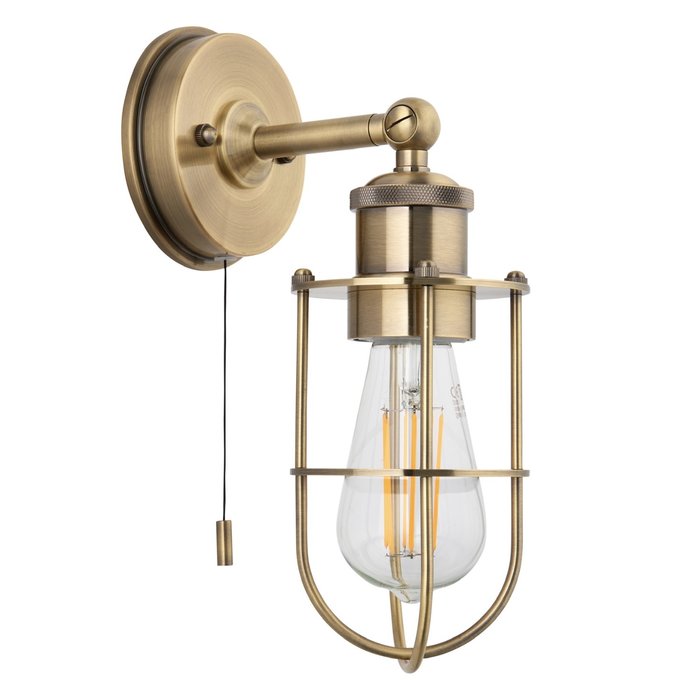 Annie - Antique Brass Industrial Bathroom Wall Light