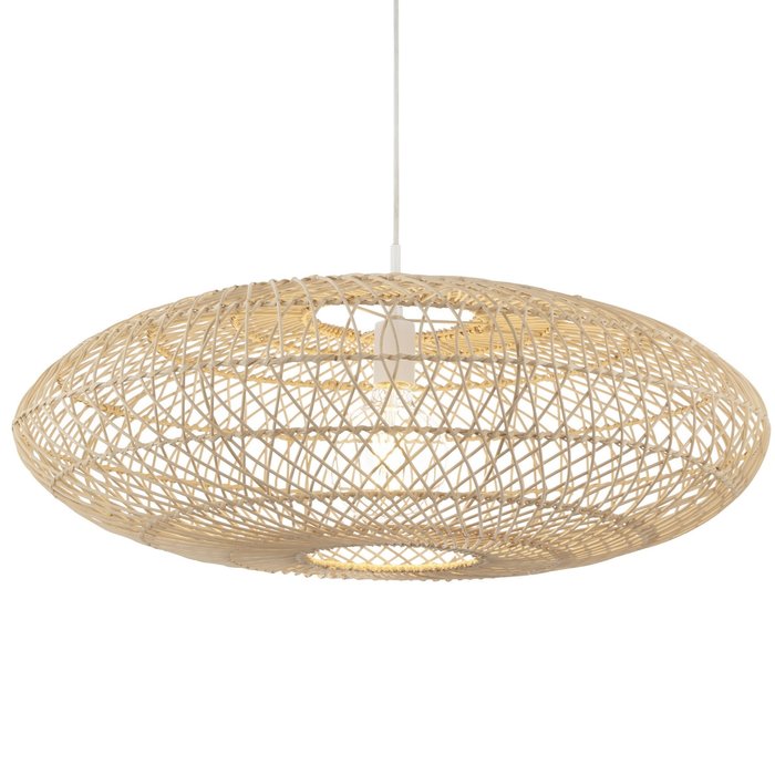 Bernie - Natural Rattan Oval Pendant - Large