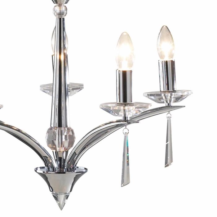 Art Deco Chandlier - 5 Light - Polished Chrome & Crystal  -