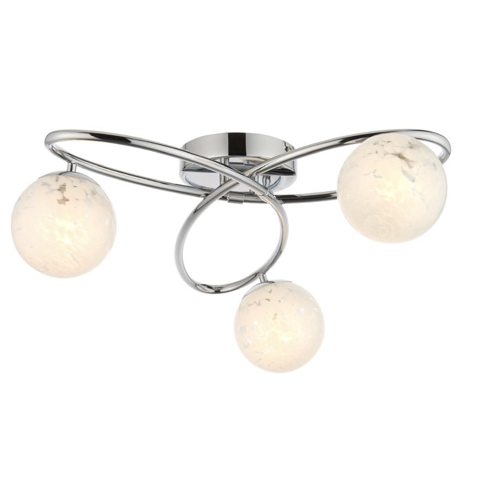 Connie - Polished Chrome  3 light Semi Flush Ceiling Light with confetti glass