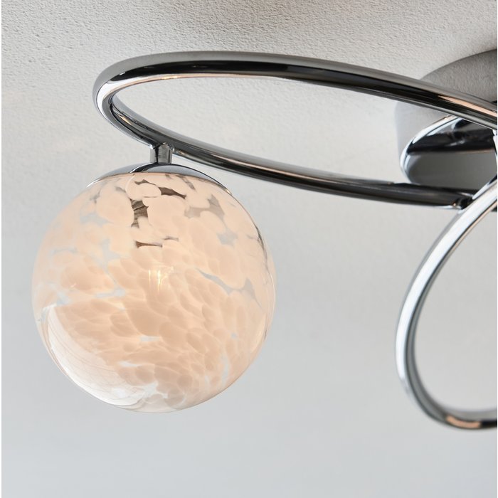 Connie - Polished Chrome  3 light Semi Flush Ceiling Light with confetti glass