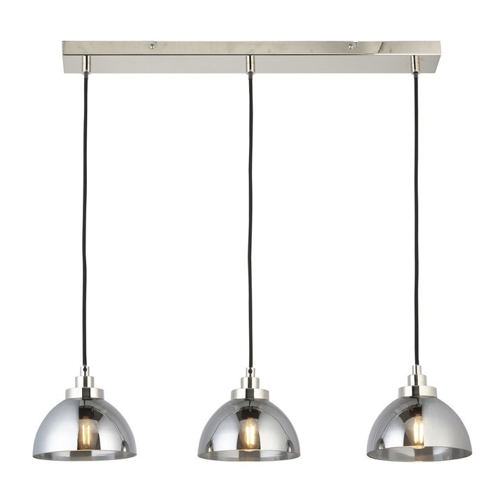 Casper -Modern Nickel and Smokey Glass 3 Light Linear Pendant