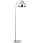 Casper -Modern Nickel and Smokey Glass Floor Lamp- Black Floor Light with Table and Opal Glass Shade - Copy