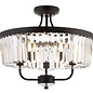 Beata - Round Black & Glass semi-flush Ceiling Light