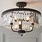 Beata - Round Black & Glass semi-flush Ceiling Light