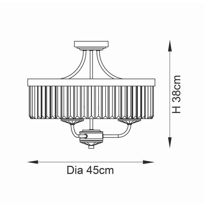 Beata - Round Black & Glass semi-flush Ceiling Light